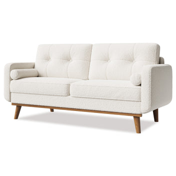 Garvee Modern 65" Loveseat Sofa,Mid Century Inspired Small Couch with Sturdy Wood Legs, Linen Blend Upholstery for Living Spaces (Forest Green)