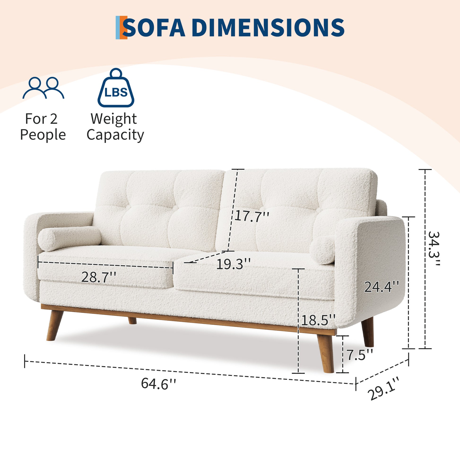 Garvee Modern 65" Loveseat Sofa,Mid Century Inspired Small Couch with Sturdy Wood Legs, Linen Blend Upholstery for Living Spaces (Forest Green)