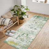 Garvee Washable Area Rugs 2ft x 6ft Non-Slip Modern Abstract Soft Faux Wool Rug for Living Room Entryway Bedroom Green - Green