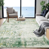 Garvee Washable Area Rugs 10 ft x 13 ft Non-Slip Modern Abstract Soft Faux Wool Green for Living Room Bedroom Entryway - Green