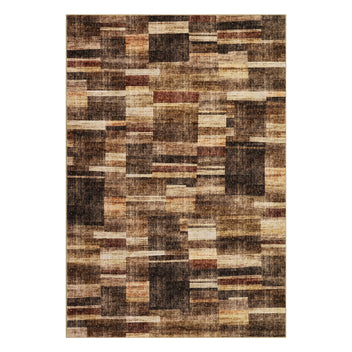 Garvee 8' x 10' Distressed Patchwork Area Rug, Washable Non-Slip Soft Low-Pile Geometric Rug for Living Room, Bedroom & Dining Room, Brown