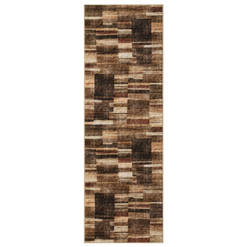 Garvee 2' x 6' Distressed Patchwork Runner Rug, Washable Non-Slip Soft Low-Pile Geometric Rug for Hallway, Kitchen & Entryway, Brown