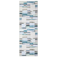 Garvee 2' x 6' Distressed Patchwork Runner Rug, Washable Non-Slip Soft Low-Pile Geometric Rug for Hallway, Kitchen & Entryway, Blue