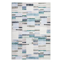 Garvee Washable Area Rug 8x10 Blue Non Slip Modern Geometric Design Low Pile Stain Resistant Carpet for Living Room Bedroom Nursery