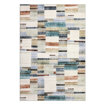 Garvee 9' x 12' Large Distressed Patchwork Area Rug, Washable Non-Slip Soft Low-Pile Rug for Living Room & Dining Room, Colorful