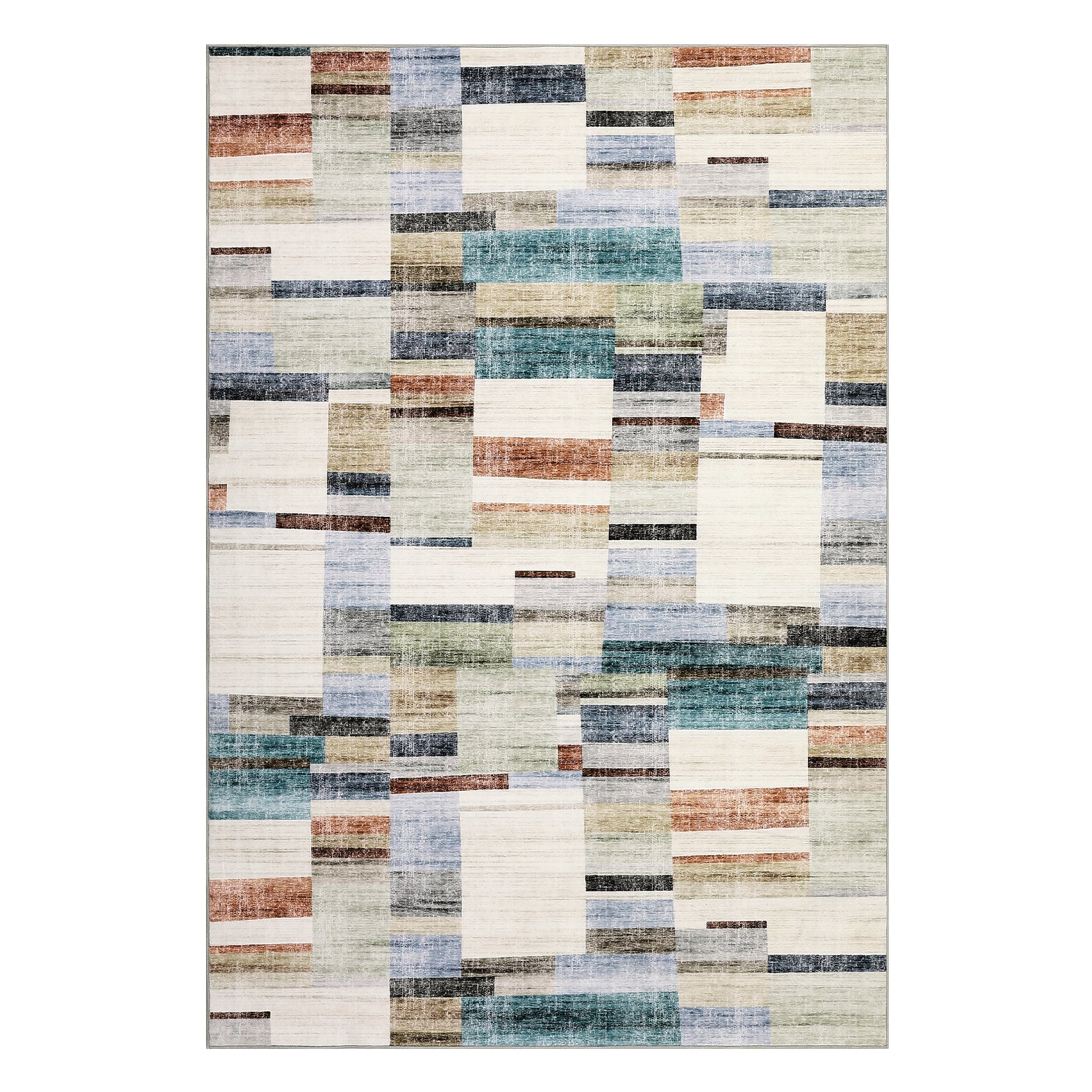 Garvee Large Living Room Rugs 8x10 Area Rugs Machine Washable Modern Geometric Neutral Rug Non Slip Low Pile Multi
