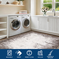 Garvee 6x9 Abstract Painted Pattern Thin Indoor Rug, Soft Low Pile Area Mat, Brown for Living Room Bedroom Hallway Study