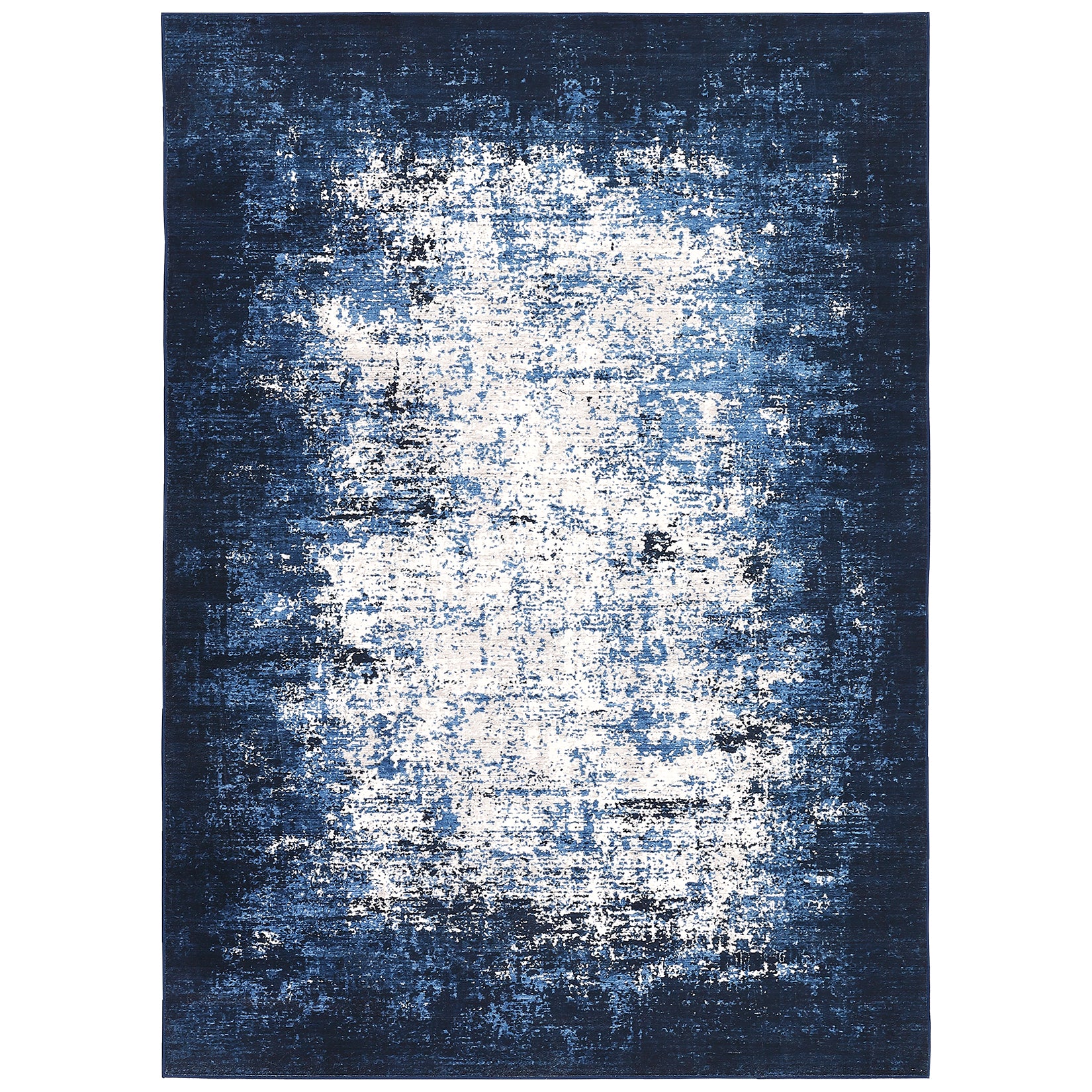 Garvee Large Area Rugs 9x12 Blue Washable Stain-Resistant Low Pile Indoor Floor Mat for Dining Room Bedroom Living Room