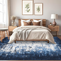 Garvee Large Area Rugs 9x12 Blue Washable Stain-Resistant Low Pile Indoor Floor Mat for Dining Room Bedroom Living Room