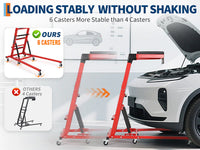 Garvee Automotive Engine Creeper Adjustable Height 48-66" Heavy Duty Steel 400LBS Capacity Foldable 6 Swivel Wheels Thick Cushion Tool Pouch for Garage