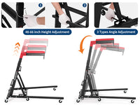 Garvee Automotive Engine Creeper, 48-66" Adjustable Height, Foldable Steel Frame Thick Cushion 6 Swivel Wheels Tool Pouch for Car Repair, Black