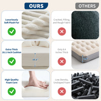 Garvee Oversized 61'' Corduroy Chaise Lounge Chair, Boneless Couch Cloud Sleeper Sofa Bed with High-Density Foam, 4 Plush Pillows & Armrests, No Assembly, for Living Room, Bedroom, Beige