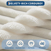 Garvee Oversized 61'' Corduroy Chaise Lounge Chair, Boneless Couch Cloud Sleeper Sofa Bed with High-Density Foam, 4 Plush Pillows & Armrests, No Assembly, for Living Room, Bedroom, Beige