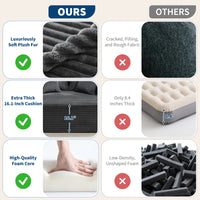 Garvee Boneless Couch 61'' Oversized Corduroy Chaise Lounge Chair, Deep Seat Cloud Sleeper Sofa Bed with 4 Fluffy Pillows & Armrests, No Assembly, for Living Room, Bedroom, Office, Grey