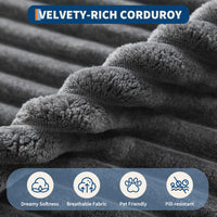 Garvee Boneless Couch 61'' Oversized Corduroy Chaise Lounge Chair, Deep Seat Cloud Sleeper Sofa Bed with 4 Fluffy Pillows & Armrests, No Assembly, for Living Room, Bedroom, Office, Grey