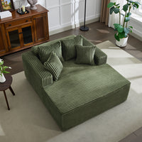 Garvee Boneless Couch 61'' Oversized Corduroy Chaise Lounge Chair, Deep Seat Cloud Sleeper Sofa Bed with 4 Fluffy Pillows & Armrests, No Assembly, for Living Room, Bedroom, Office, Green