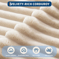 Garvee Boneless Couch 61'' Oversized Corduroy Chaise Lounge Chair, Deep Seat Cloud Sleeper Sofa Bed with 4 Fluffy Pillows & Armrests, No Assembly, for Living Room, Bedroom, Office, Camel