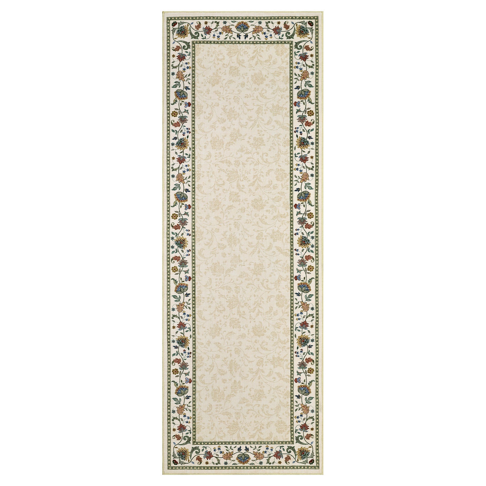 Garvee Washable 2x6 Runner Rug Non Slip Floral Hallway Kitchen Runner Low Pile Vintage Floor Carpet Beige