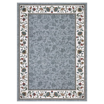 Garvee Vintage Floral Grey 10x13 Washable Non Slip Low Pile Area Rug Pet Friendly Indoor Carpet for Living Room Bedroom