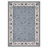 Garvee 6x9 Washable Vintage Floral Print Living Room Rug, Non Slip, Soft Faux Wool, Grey, Large Carpet for Bedroom, Dining Room, Nursery, Office
