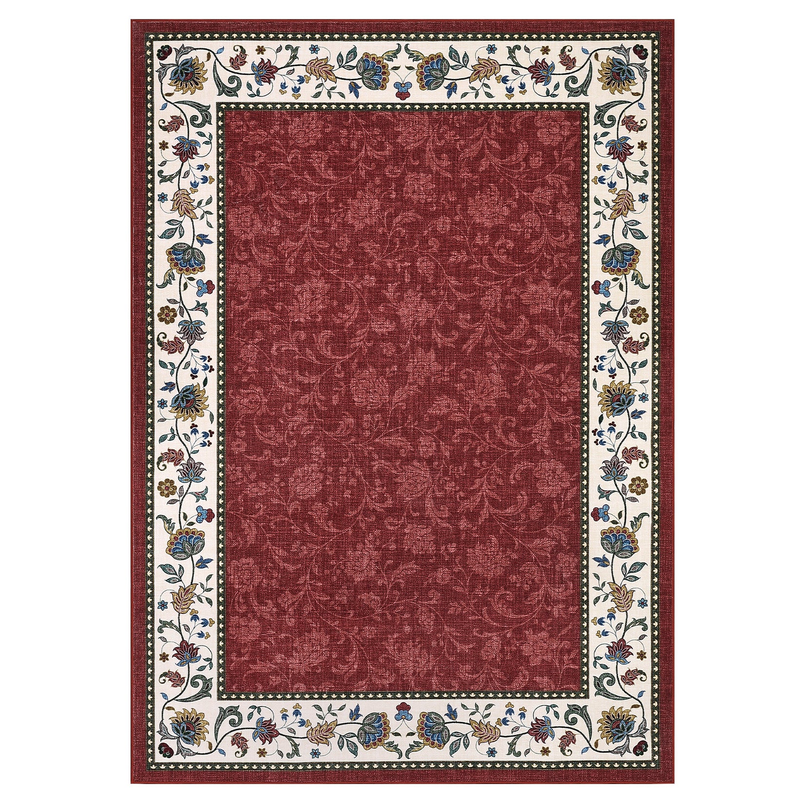 Garvee Washable 8x10 Floral Living Room Rugs Soft Non Slip Dining Room Carpet Large Geometric Bordered Print Floor Cover Red