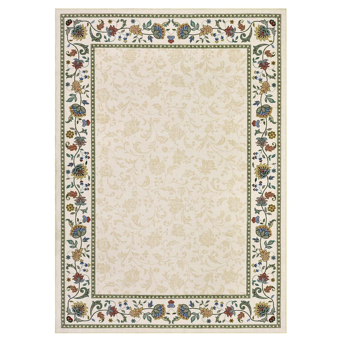 Garvee Area Rug 8x10 Washable Non Slip Floral Carpet Soft Low Pile Polyester TPR Backing Living Room Dining Office