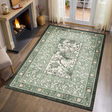 Garvee Provence Botanical Grove 4x6 Rug Vintage Cottagecore Carpet for Bedroom Living Room Nursery Kitchen Entryway Indoor Mat, Green - Sage Grove
