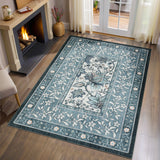 Garvee Provence Botanical Grove 4x6 Rug Vintage Cottagecore Retro Blue for Bedroom Living Room Nursery Kitchen Indoor Mat - Mist Blue