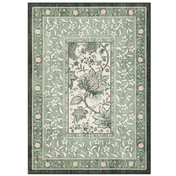 Garvee Provence Botanical Grove 4x6 Rug Vintage Cottagecore Carpet for Bedroom Living Room Nursery Kitchen Entryway Indoor Mat, Green