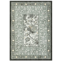 Garvee Provence 9x12 Area Rug Botanical Grove Washable Low-Pile Vintage Carpet Gray for Living Room Bedroom Dining Nursery