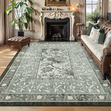 Garvee Provence 9x12 Area Rug Botanical Grove Washable Low-Pile Vintage Carpet Gray for Living Room Bedroom Dining Nursery - Provence Fog