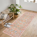 Garvee Floral Area Rugs Washable Non Slip Ultra Thin Boho Flower Indoor Floor Carpet Pink 2x6Ft for Girls Room Nursery Playroom - Pink