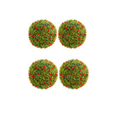 Garvee 12.6" Artificial Plant Topiary Ball Set of 4 with Red Flowers for Indoor Outdoor Porch Balcony Home Decor