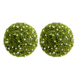 Garvee 22.4" Artificial Plant Topiary Ball Set of 2 with White Flowers for Indoor Outdoor Porch Balcony Home Decor