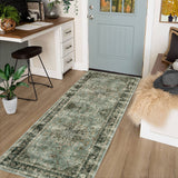 Garvee Green Washable Runners Boho 2x6 Kitchen Runner Rugs Bathroom Runner Rug Carpet Runners - Green