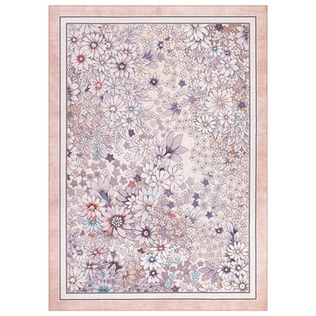 Garvee Washable 10x13 Area Rugs Non Slip Floral Vintage Low Pile Rug for Living Room Bedroom Pink