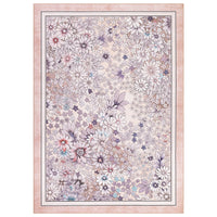 Garvee 8x10 Area Rugs Washable Boho Floral Vintage Low Pile Non Slip Carpet for Living Room Bedroom Light Pink