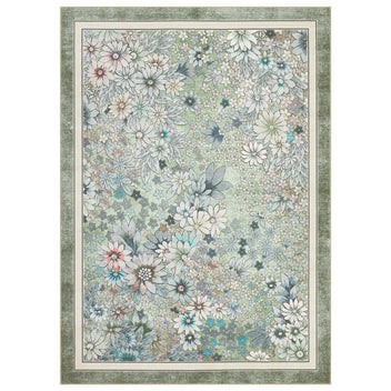 Garvee Washable 10x13 Area Rugs Boho Floral Vintage Low Pile Non Slip Large Rug Green for Living Room Bedroom Dining Room Kids Playroom