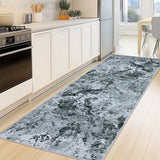 Garvee Floral Area Rug Non-Slip Low-Pile Washable Soft Fabric Lightweight Foldable for Living Room Kitchen Bedroom - Gray