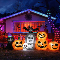 Garvee Inflatables Outdoor Decorations Scary Pumpkin with Witch Cat, Bat & Tombstone, Blow Up Inflatable with Built-in LEDs for Outdoor Yard Garden Lawn Indoor Halloween Party Decor