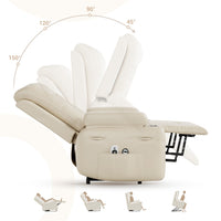 Garvee Power Lift Recliner Chair with Heat & Massage, 8-Point Vibration, Remote Control & Cup Holders, PU Leather Electric Lift Chair Designed for Mobility Aid Elderly Relaxation, Beige
