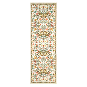 Garvee Butterfly Floral Runner Rug for Hallway 2x6 Farmhouse Carpet Runner, Stain-Resistant Thin Bedside Rug, Vintage Print Indoor Floor Carpet for Kitchen, Laundry Room, Bedroom, Beige