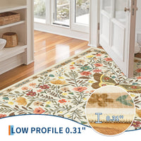 Garvee Large Rug for Bedroom 8x10 Farmhouse Floral Butterfly Living Room Carpet, Non-Slip Foldable Indoor Floor Mats, Machine Washable Low Pile Accent Rug for Dining Room, Kitchen, Office, Beige