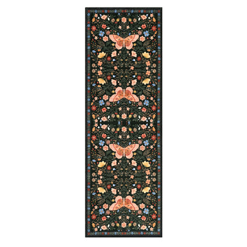 Garvee Butterfly Floral Runner Rug for Hallway 2x6 Farmhouse Carpet Runner, Stain-Resistant Thin Bedside Rug, Vintage Print Indoor Floor Carpet for Kitchen, Laundry Room, Bedroom, Black