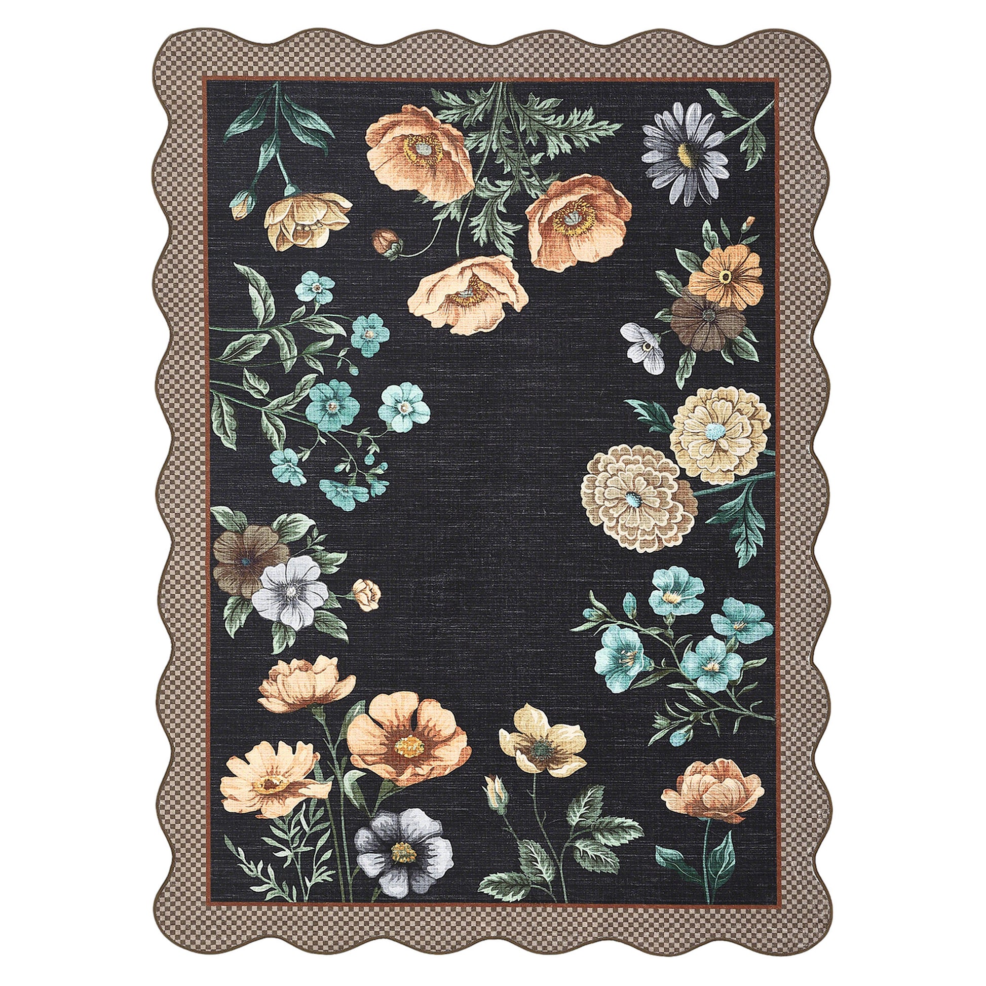 Garvee Floral 9x12 Rug Non Slip Ultra Thin Washable Botanical Cotton Soft for Living Room Bedroom Playroom