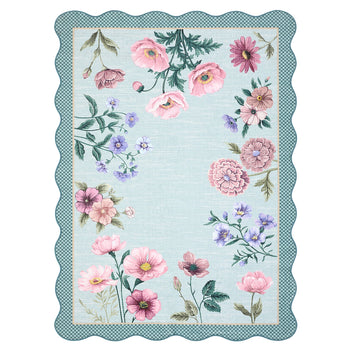 Garvee Floral Rug 9x12 Light Blue Washable Non-Slip Ultra Thin Low Pile TPE Rubber Backing Stain Resistant for Living Room Bedroom Playroom