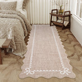 Garvee Scalloped Bow Rug Solid Camel Washable Runner 2x6 Non Slip Soft Low Pile for Living Room Nursery Bedroom Decor - Camel