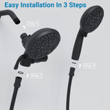 Garvee Double Shower Head System 5-Mode Rain Shower Head with Handheld Spray Combo Matte Black for 2 People - Matte Black