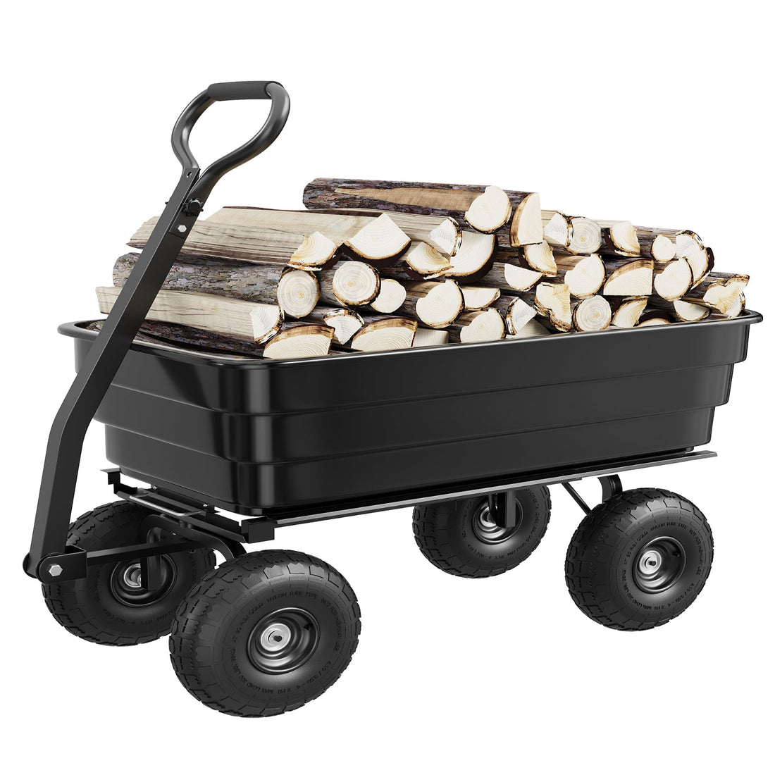 Garvee Poly Dump Cart Heavy Duty 1200lbs Quick-Release Dumping No-Flat 13" Tires Polypropylene Body Steel Frame Garden Yard Landscaping