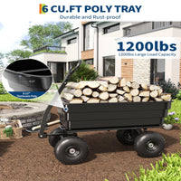 Garvee 1200 lb Poly Dump Cart, Heavy-Duty Yard Wagon with Quick Dump, No-Flat 13" Tires, Steel Frame Garden Utility Cart